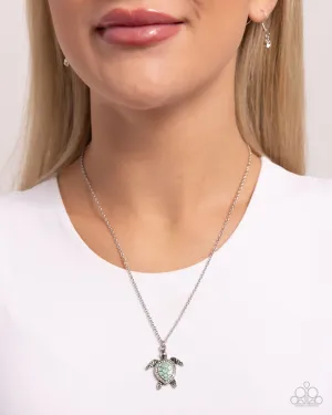 Paparazzi Turtle Tourist - Green Necklace