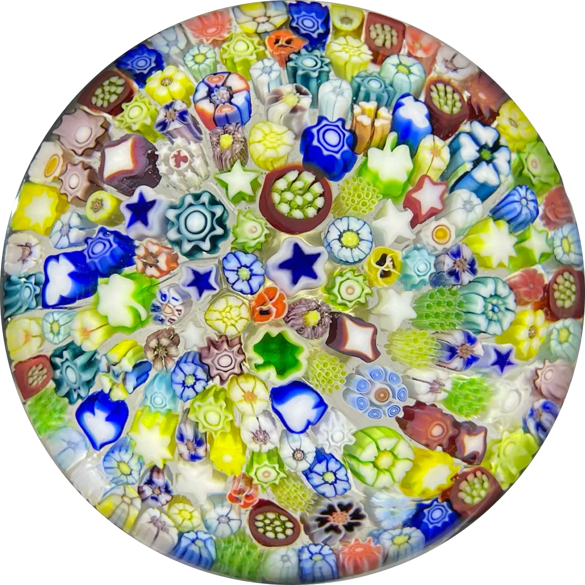 Parabelle Glass 1985 Closepack Complex Millefiori with Silhoutte Canes and Pansies