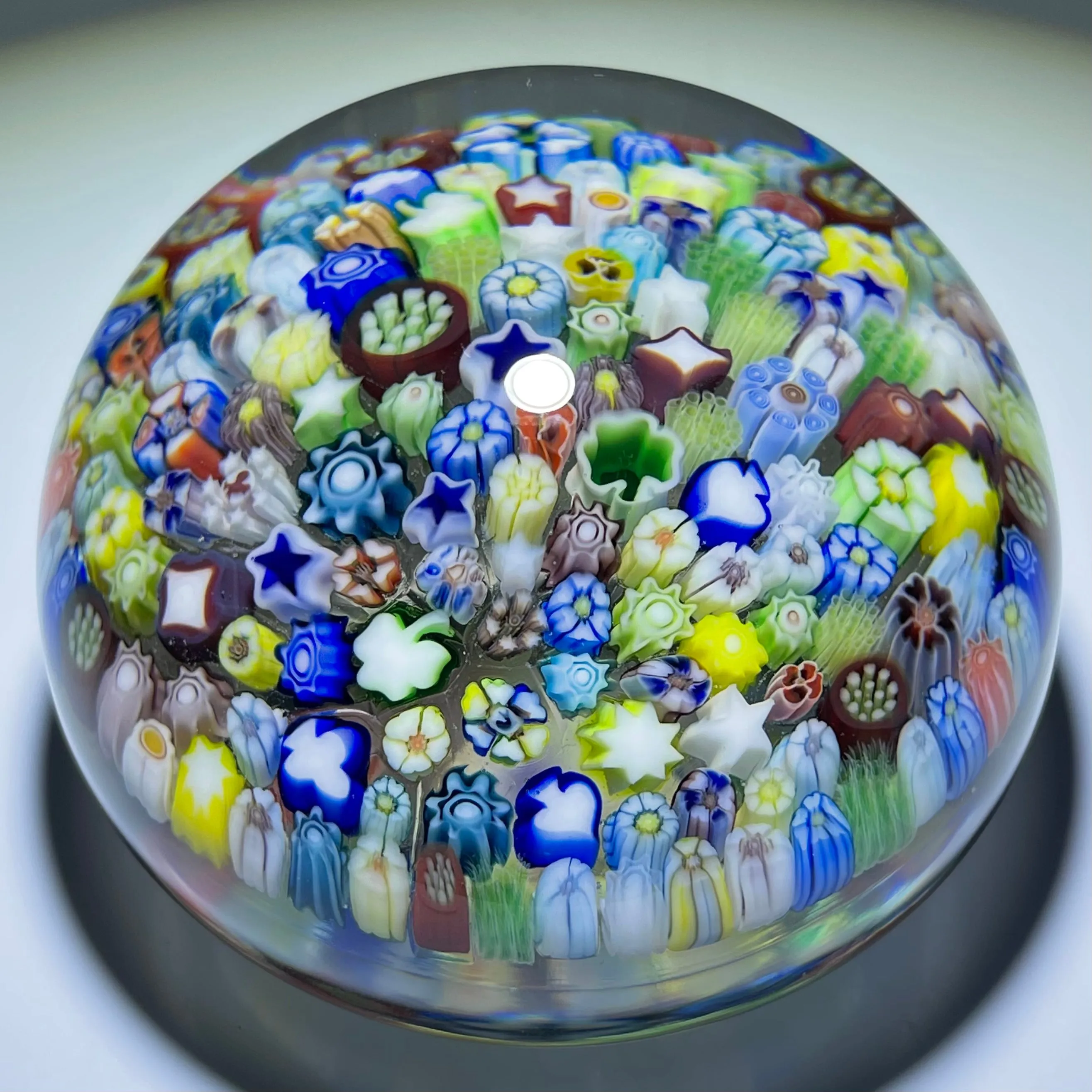 Parabelle Glass 1985 Closepack Complex Millefiori with Silhoutte Canes and Pansies