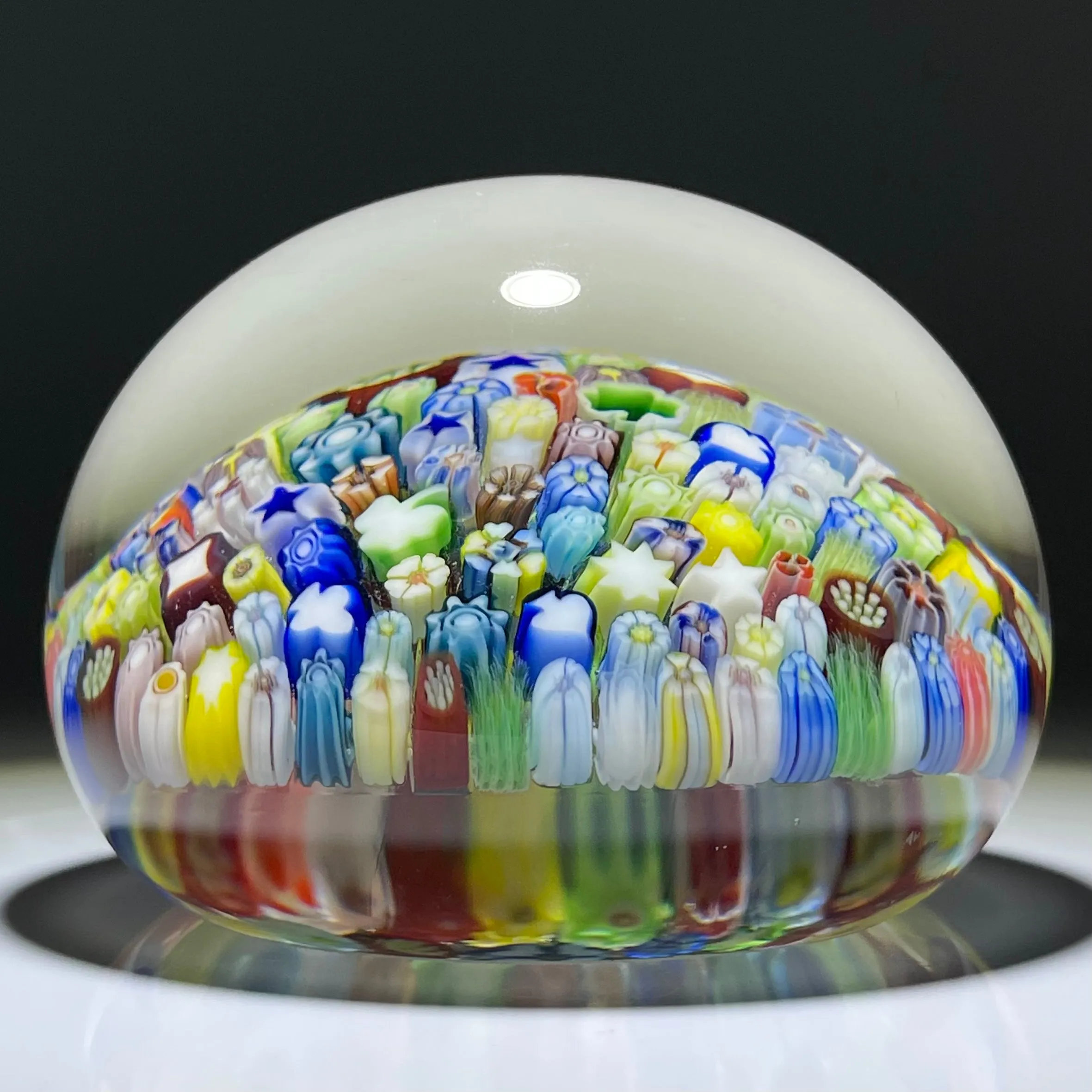 Parabelle Glass 1985 Closepack Complex Millefiori with Silhoutte Canes and Pansies