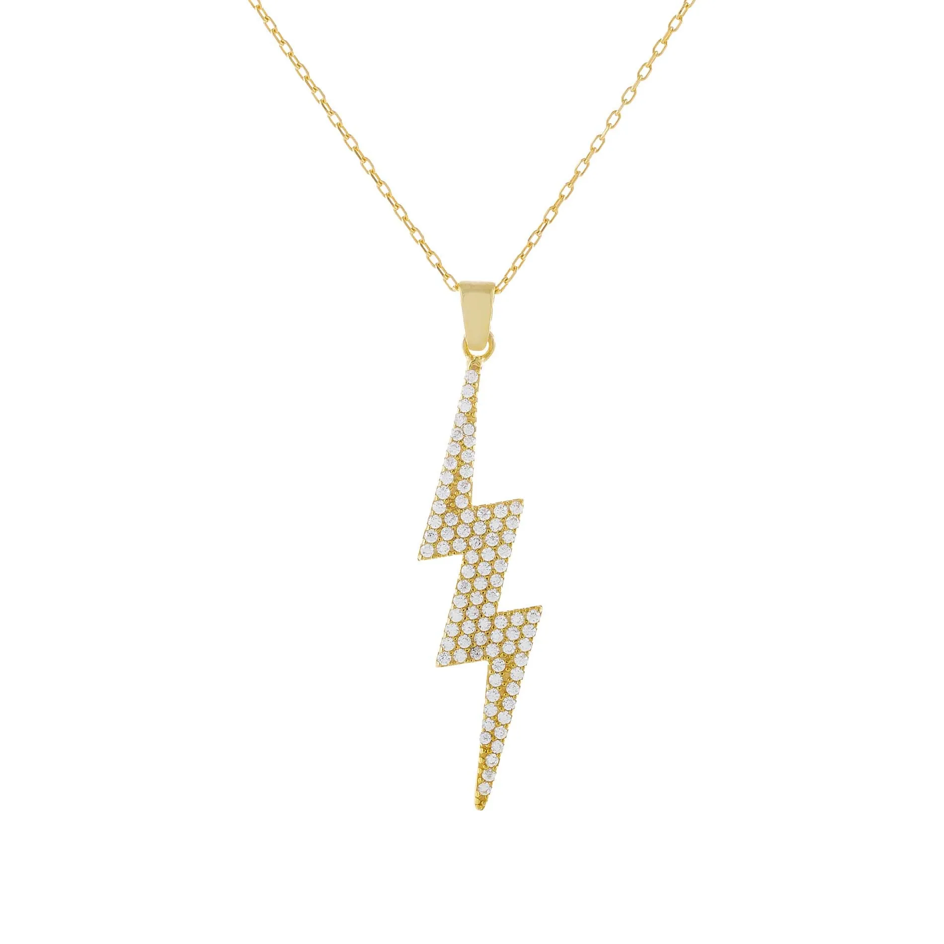 Pavé Large Lightning Bolt Necklace