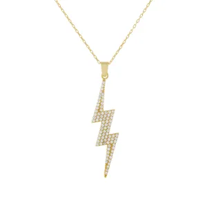 Pavé Large Lightning Bolt Necklace