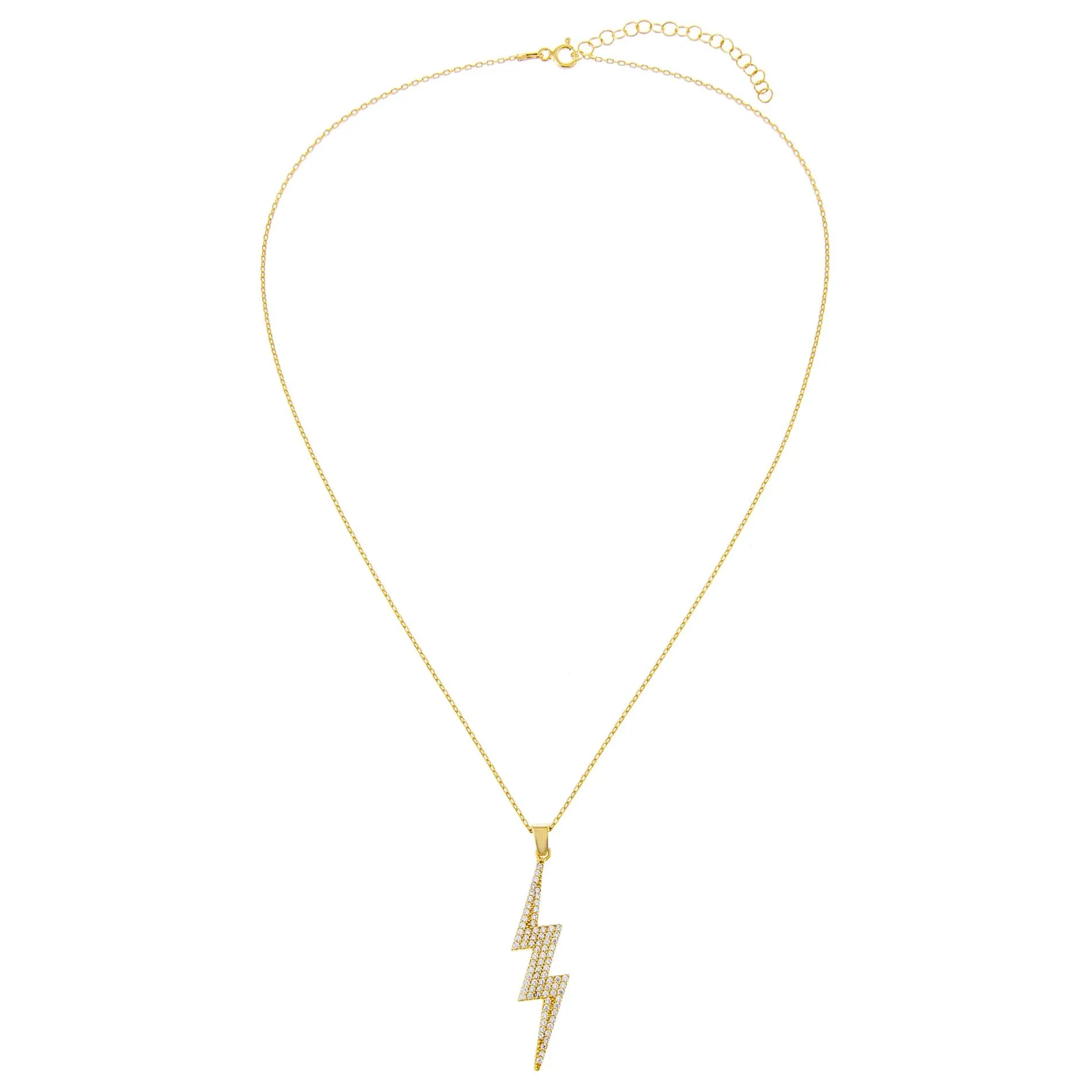 Pavé Large Lightning Bolt Necklace