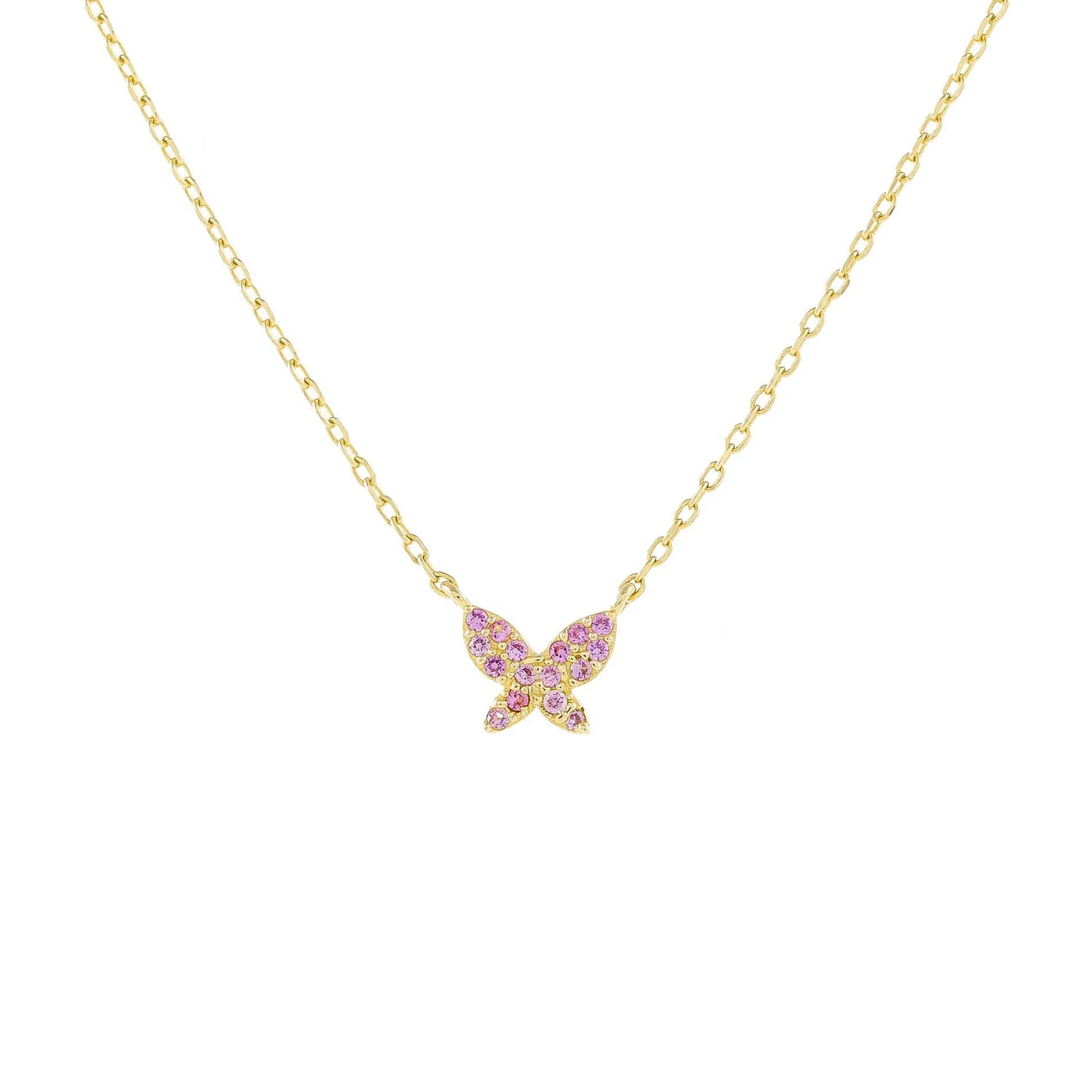 Pavé Mini Pink Butterfly Necklace