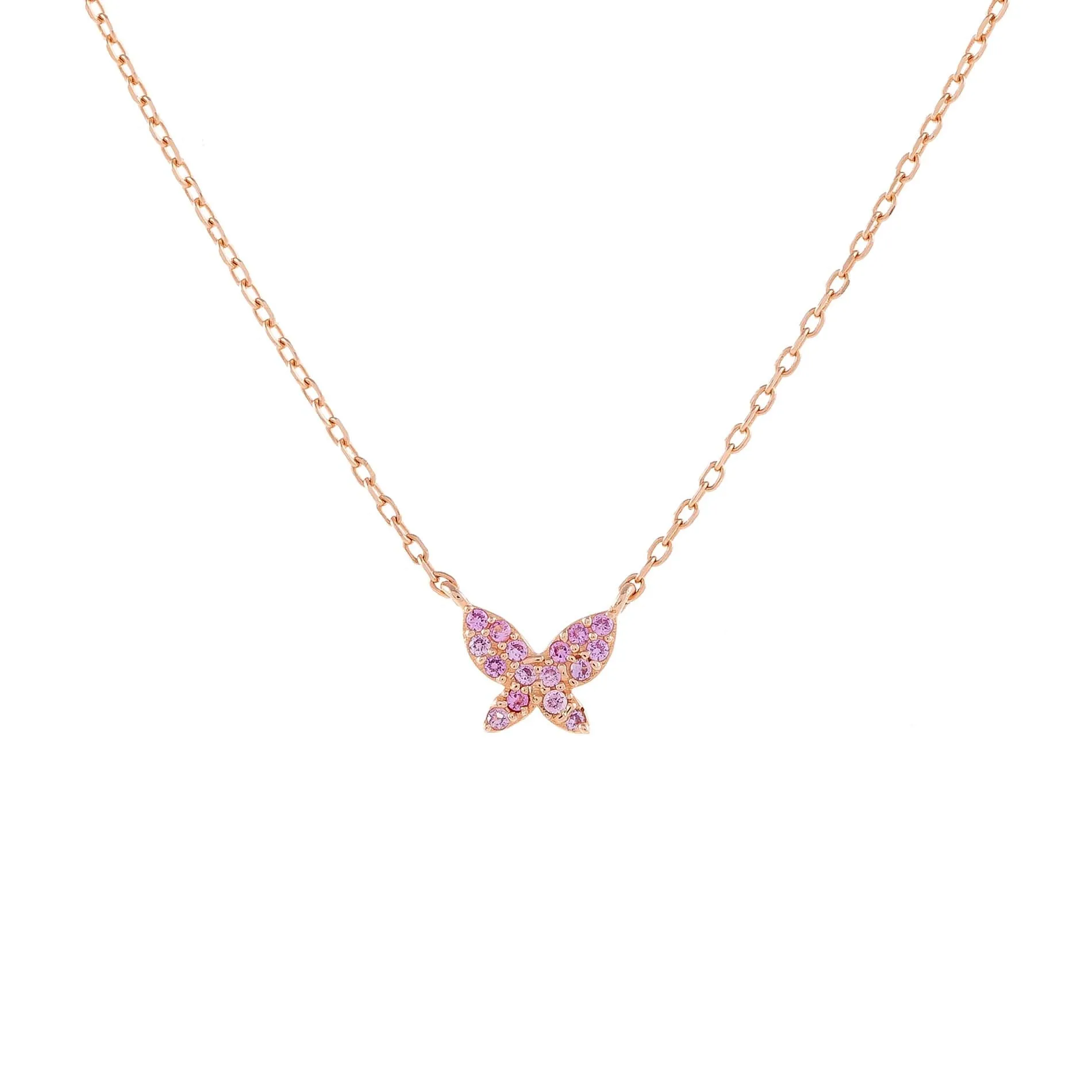 Pavé Mini Pink Butterfly Necklace