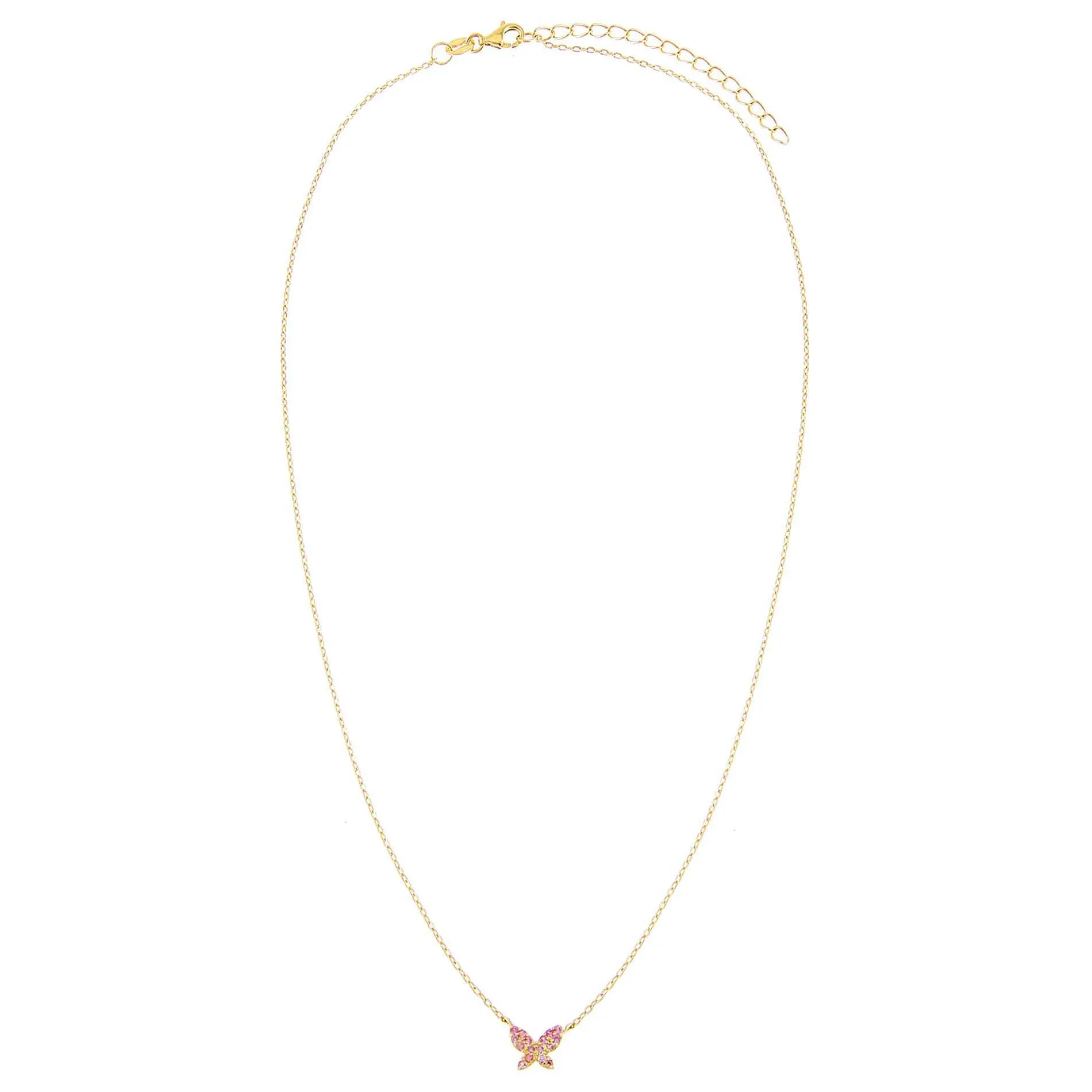 Pavé Mini Pink Butterfly Necklace
