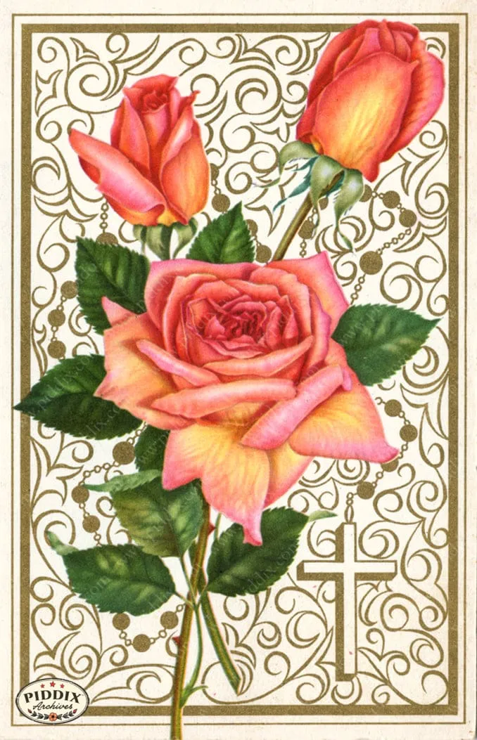PDXC3749 -- Flower Cards Rose Rosary