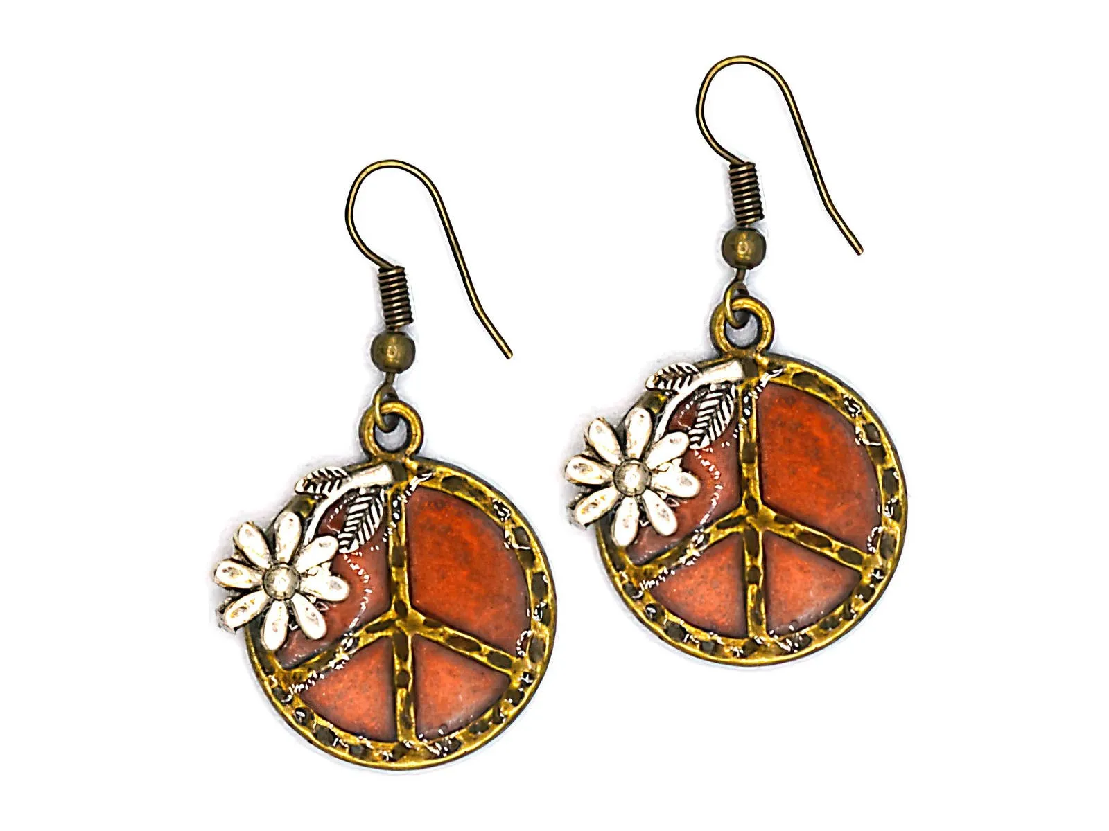 Peace Sign with Flowers Earring