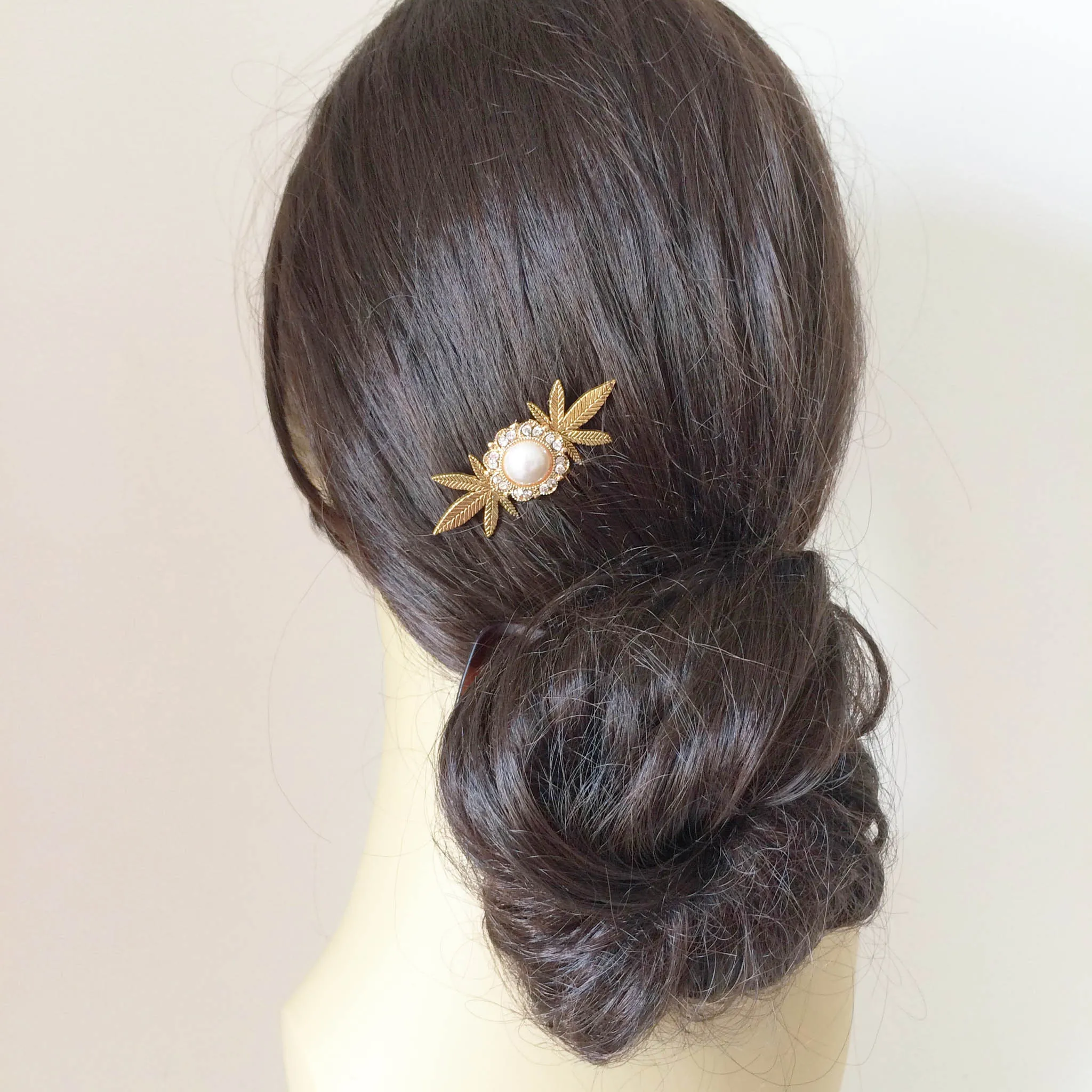 Pearl Cannabis Hair Comb Small - Silver