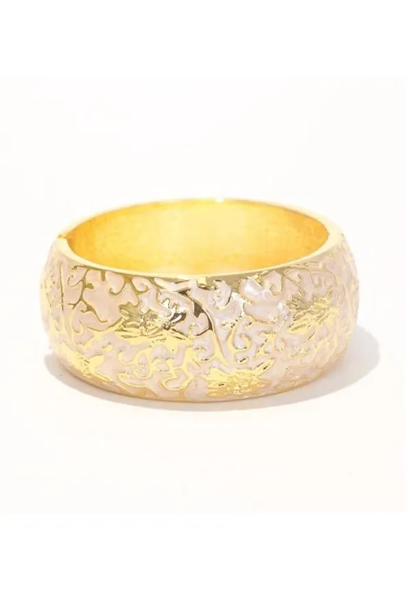 Pearl Enamel Gold Hinge Bracelet