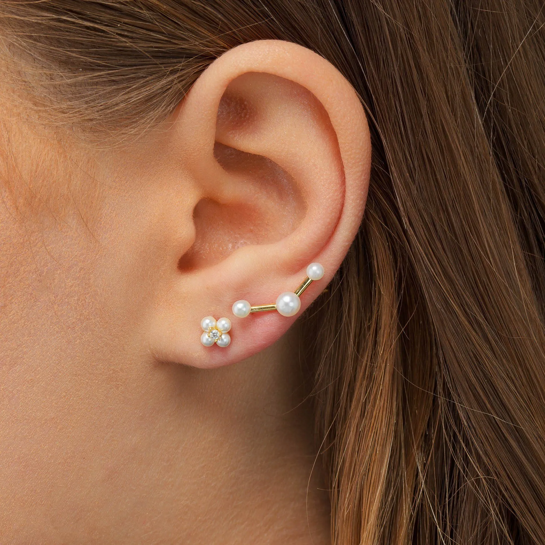 Pearl Flower Stud Earring