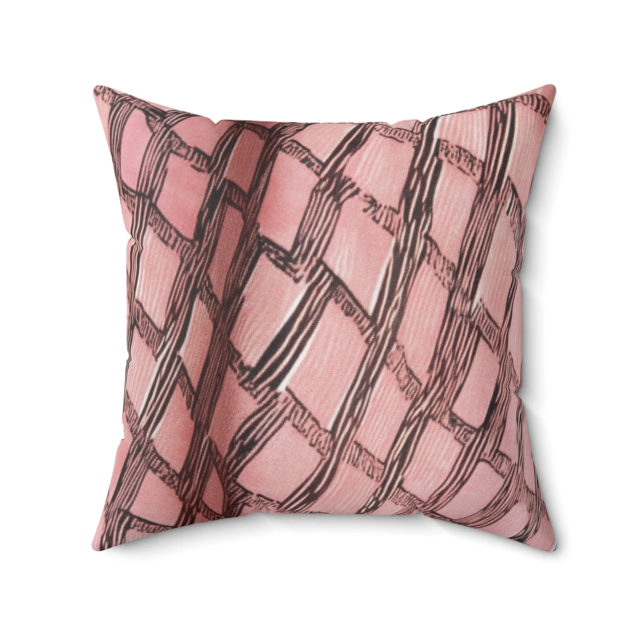 Pink & Brown Geometric Pattern Pillow