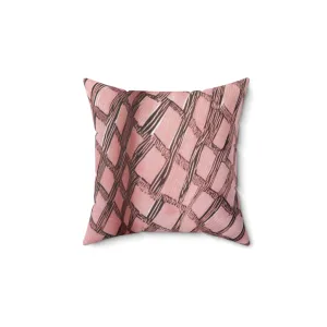 Pink & Brown Geometric Pattern Pillow
