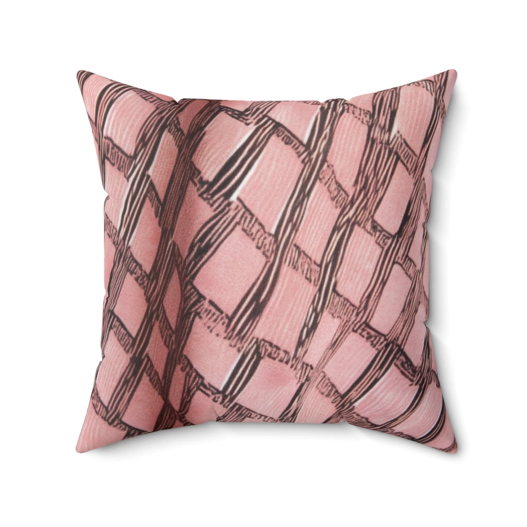 Pink & Brown Geometric Pattern Pillow