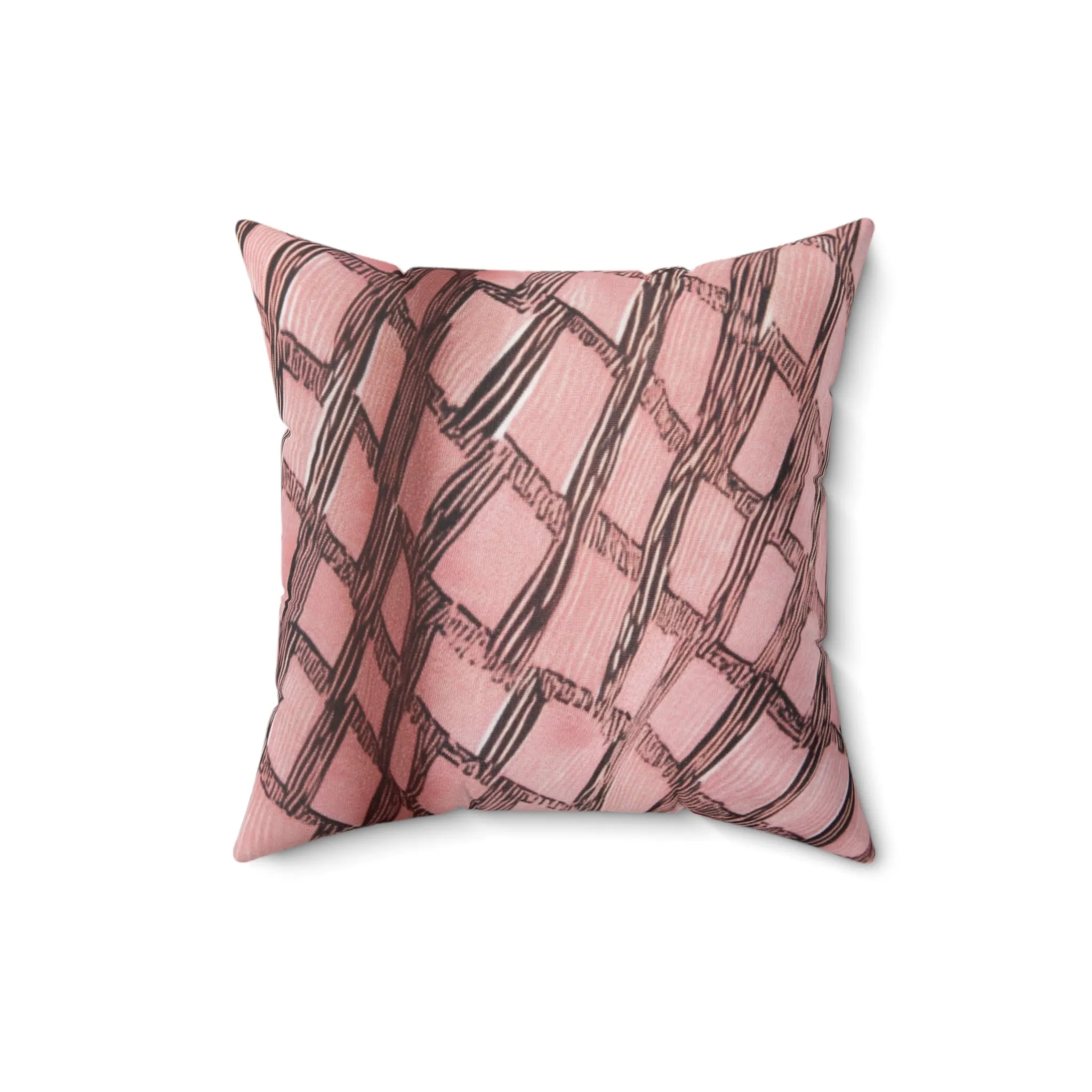 Pink & Brown Geometric Pattern Pillow