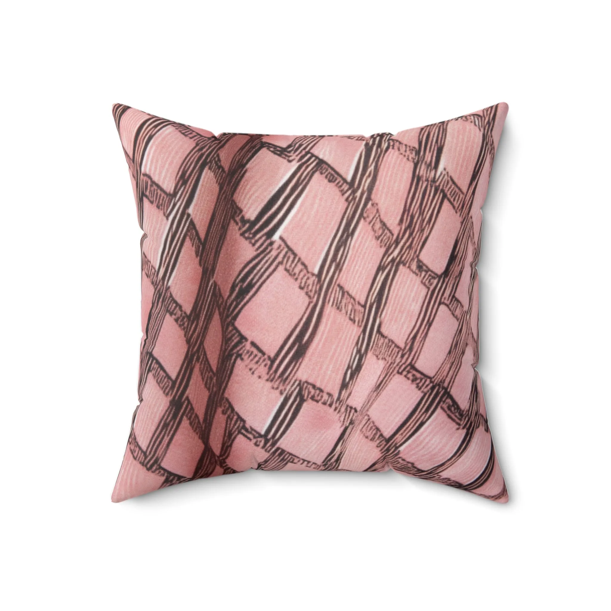 Pink & Brown Geometric Pattern Pillow