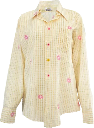 Pink Flowers Button Down