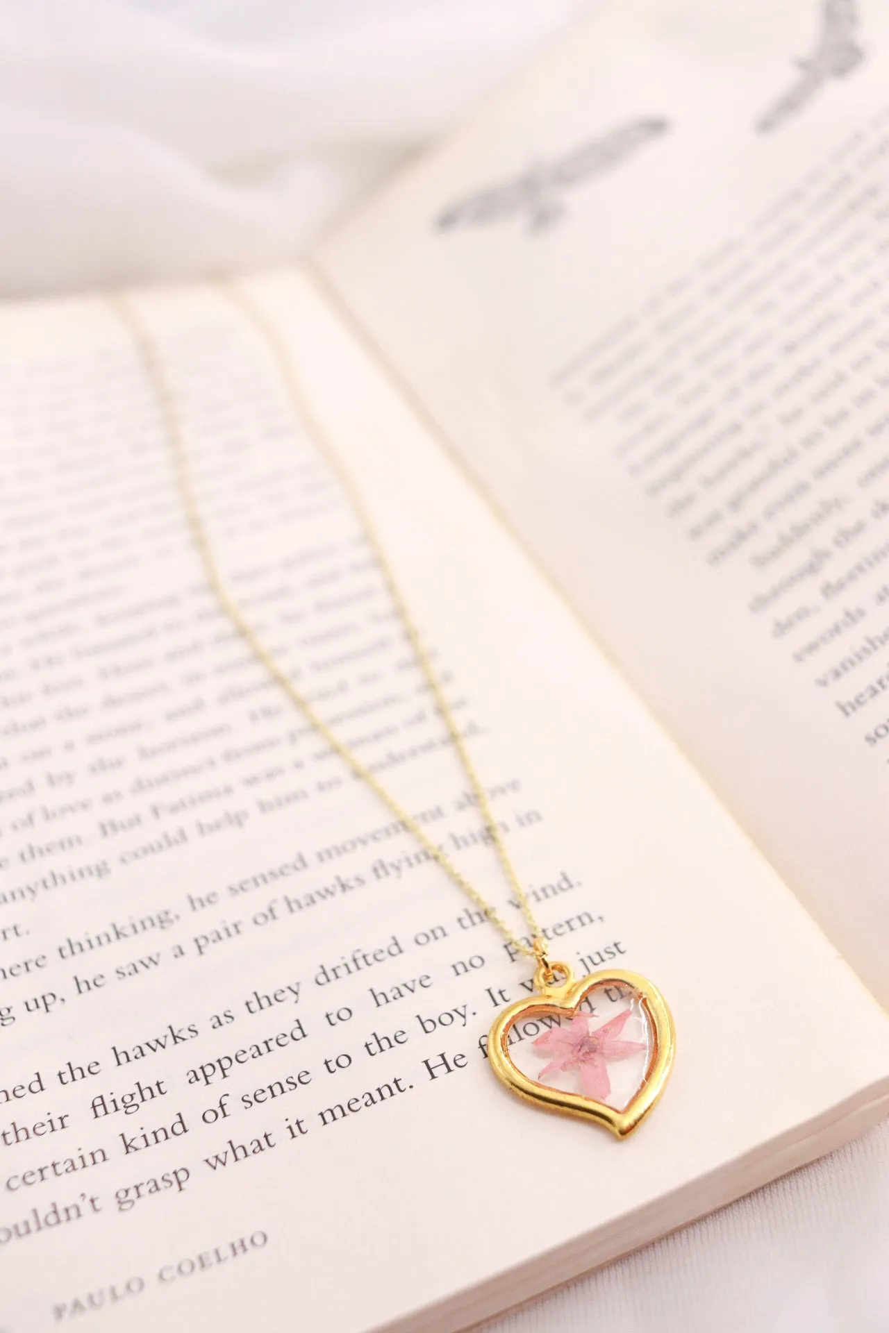 Pink Pressed Flower Resin Necklace, Real Dried Wildflower Heart Pendant, Botanical Nature Jewelry Gift For Women