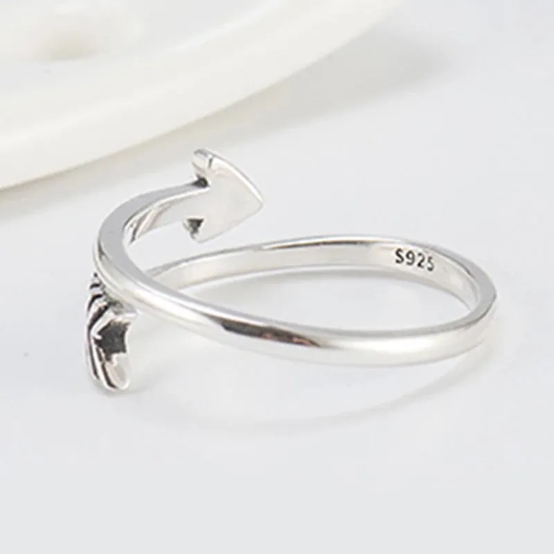 Punk Arrow Ring 925 Sterling Silver Jewelry for Women