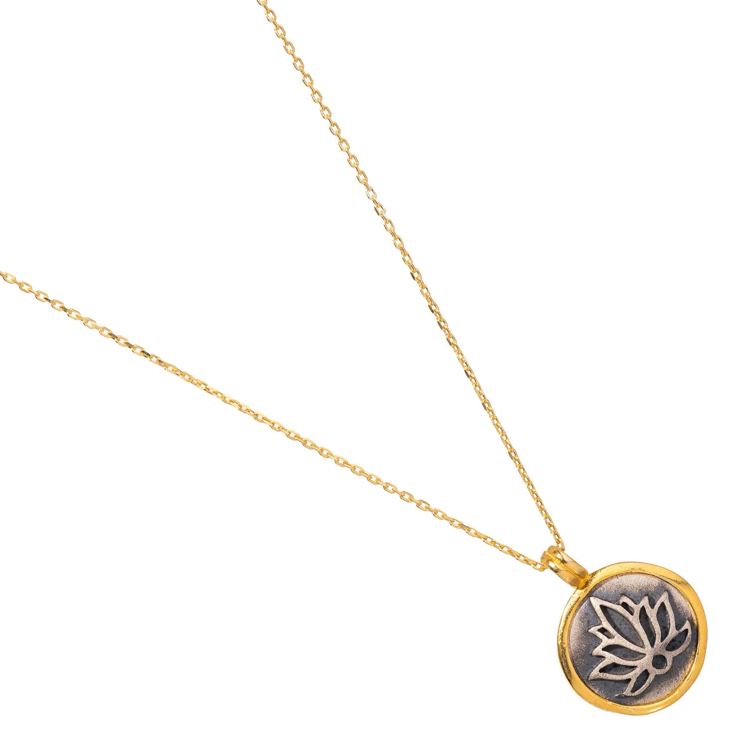 Purity Lotus Flower Sterling Silver & Gold Chain Necklace