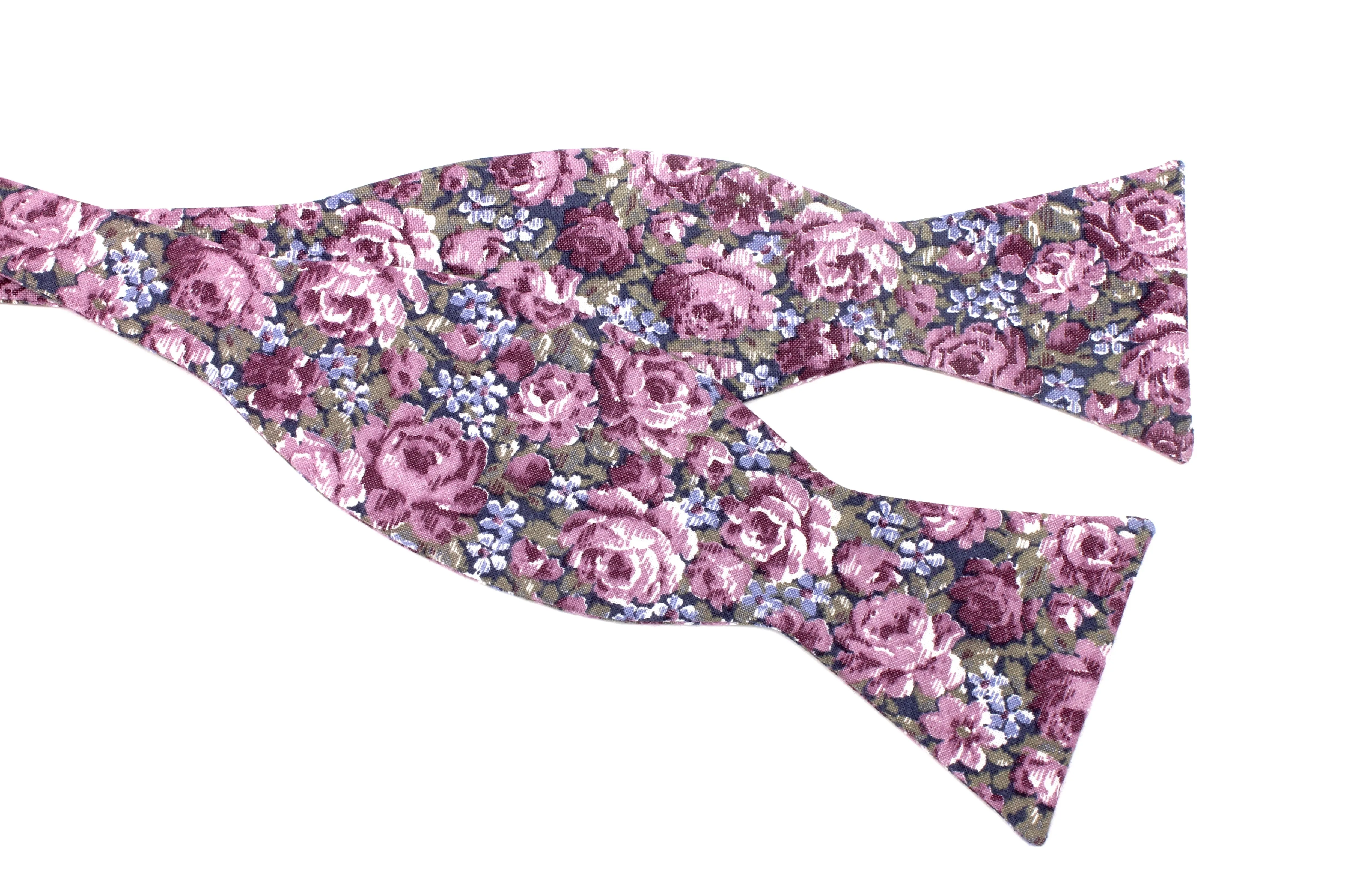 Purple and Navy Floral Bow Tie