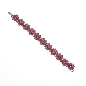 Purple Flowers and Rhinestones Bracelet