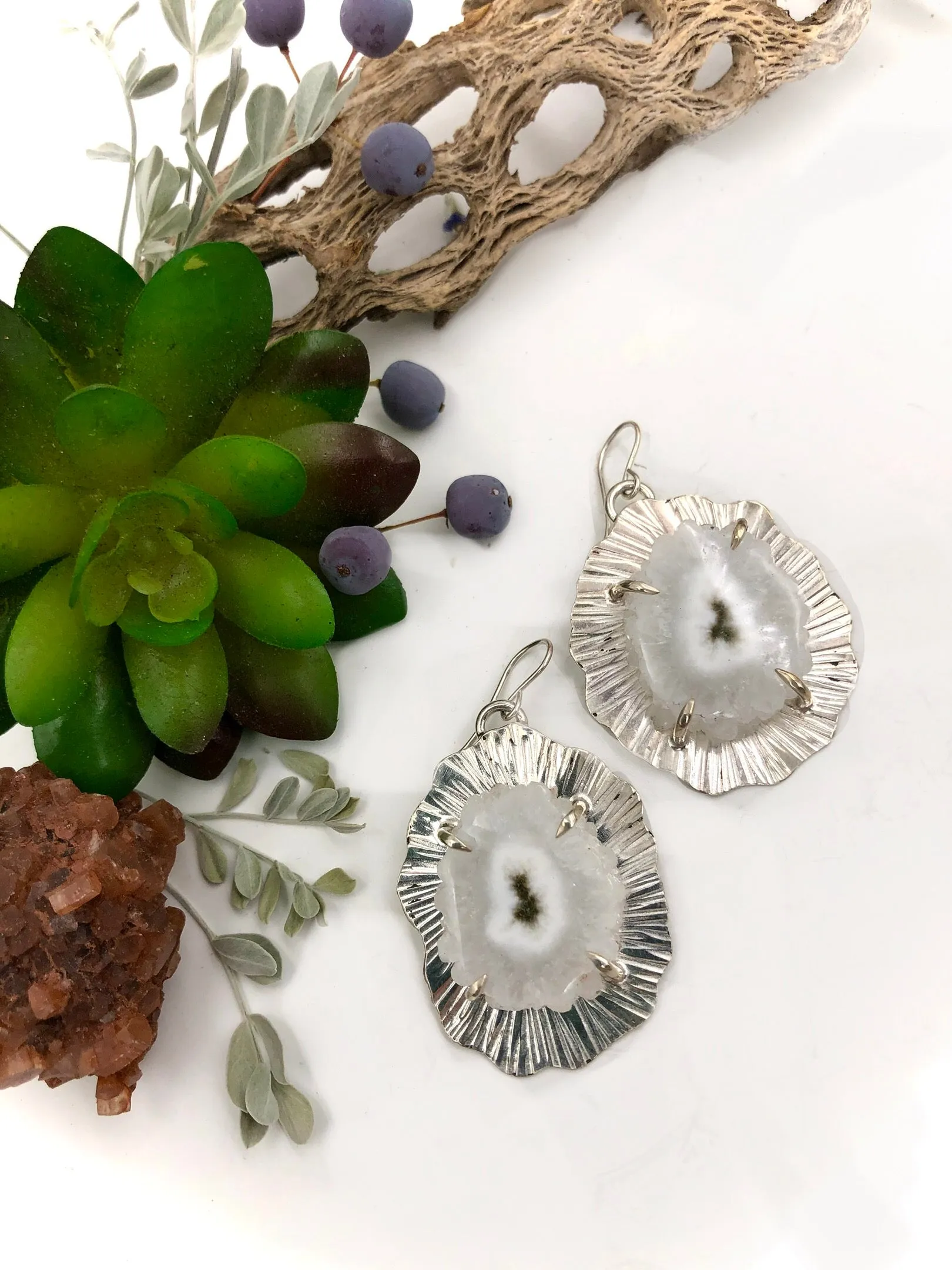 Quartz Flower Earrings