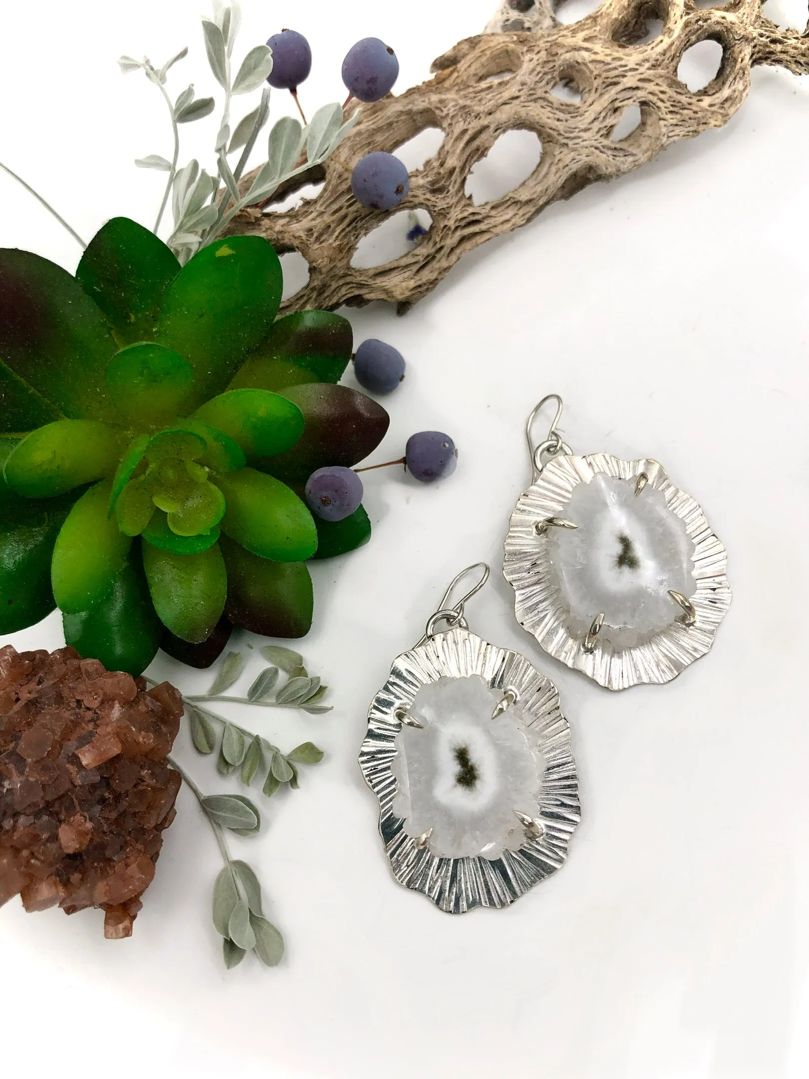 Quartz Flower Earrings