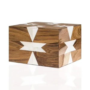 "Spirit" Handmade Teakwood Cremation Urn with Horn Inlays