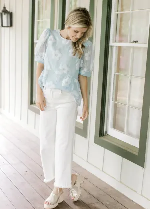 QX Subtle Blue Flower Top