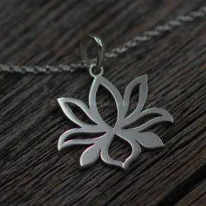 READY TO SHIP Silver Lotus Flower Necklace