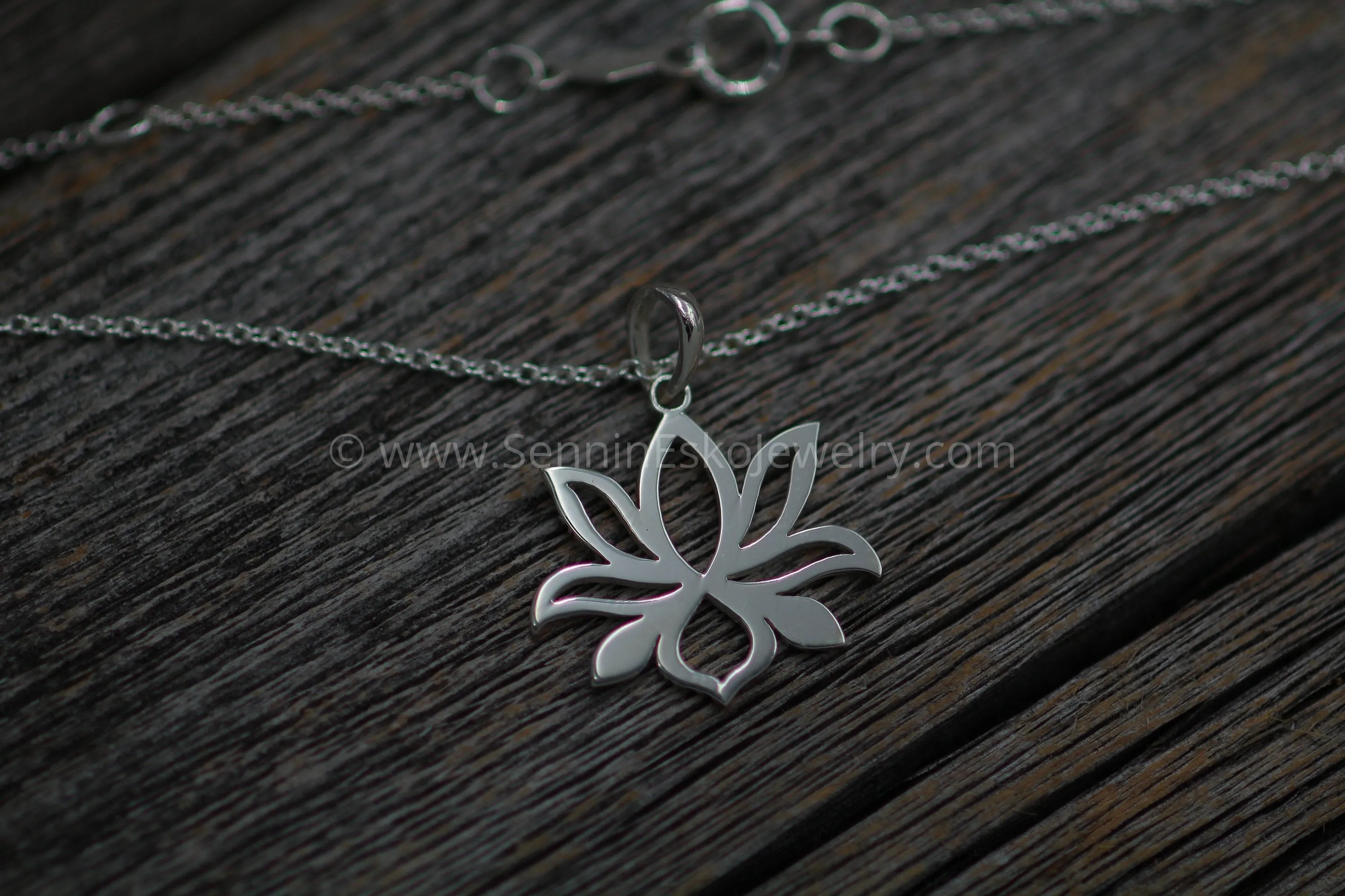 READY TO SHIP Silver Lotus Flower Necklace