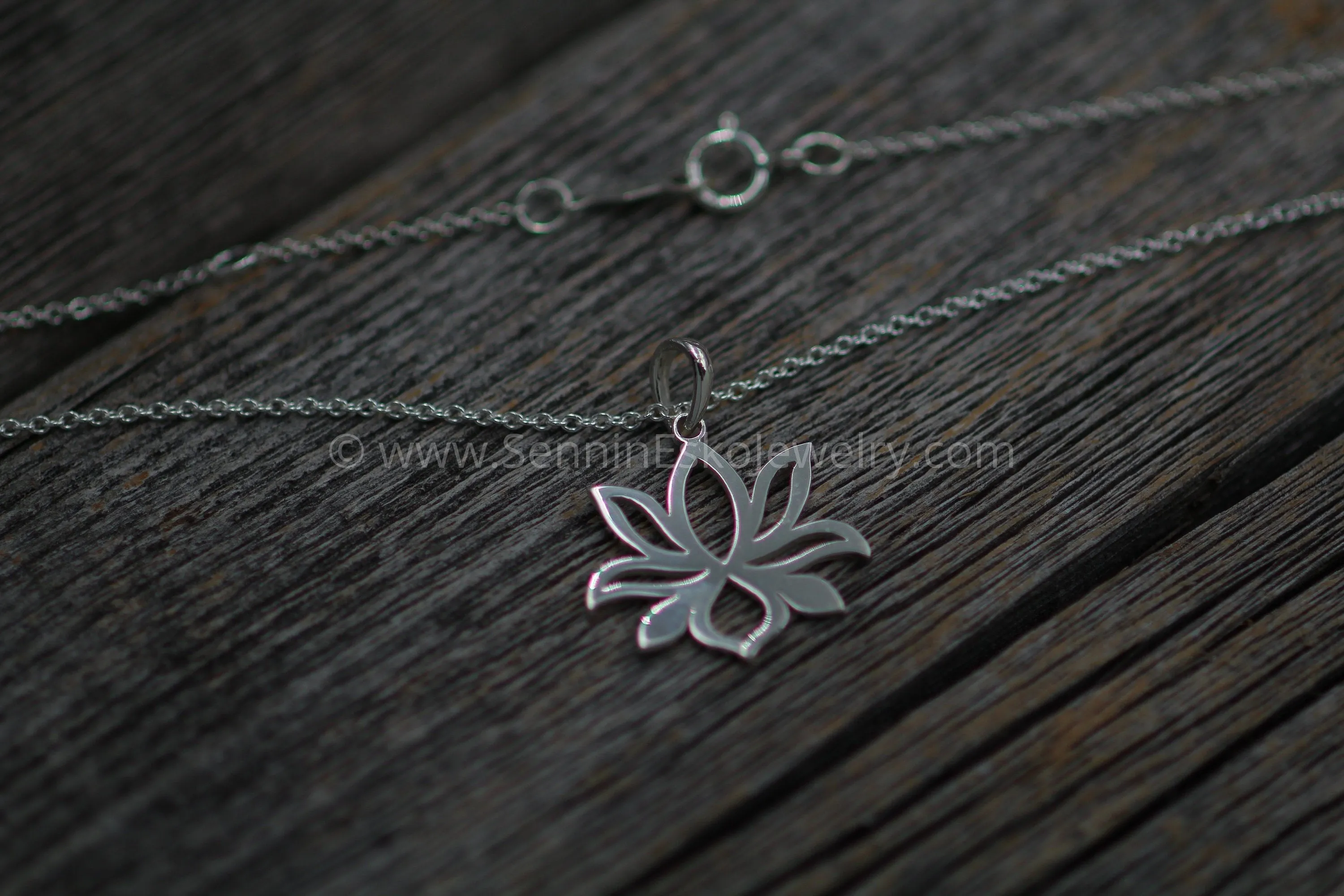 READY TO SHIP Silver Lotus Flower Necklace
