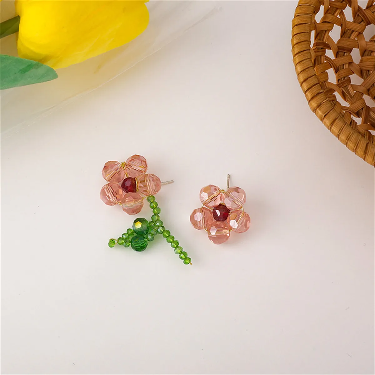 Red Acrylic & 18K Gold-Plated Flower Stud Earrings