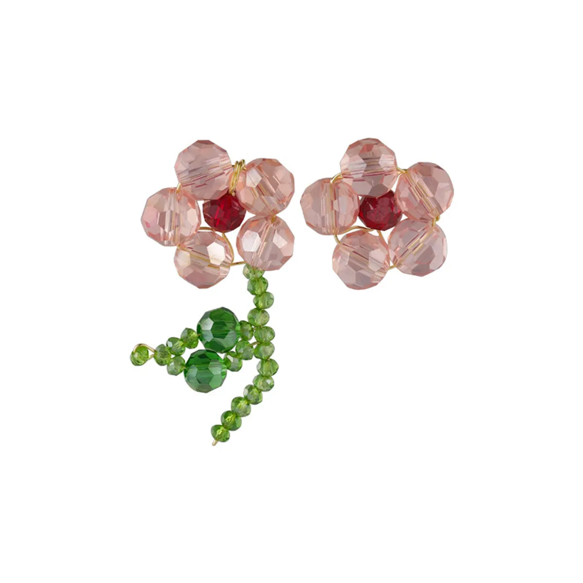 Red Acrylic & 18K Gold-Plated Flower Stud Earrings