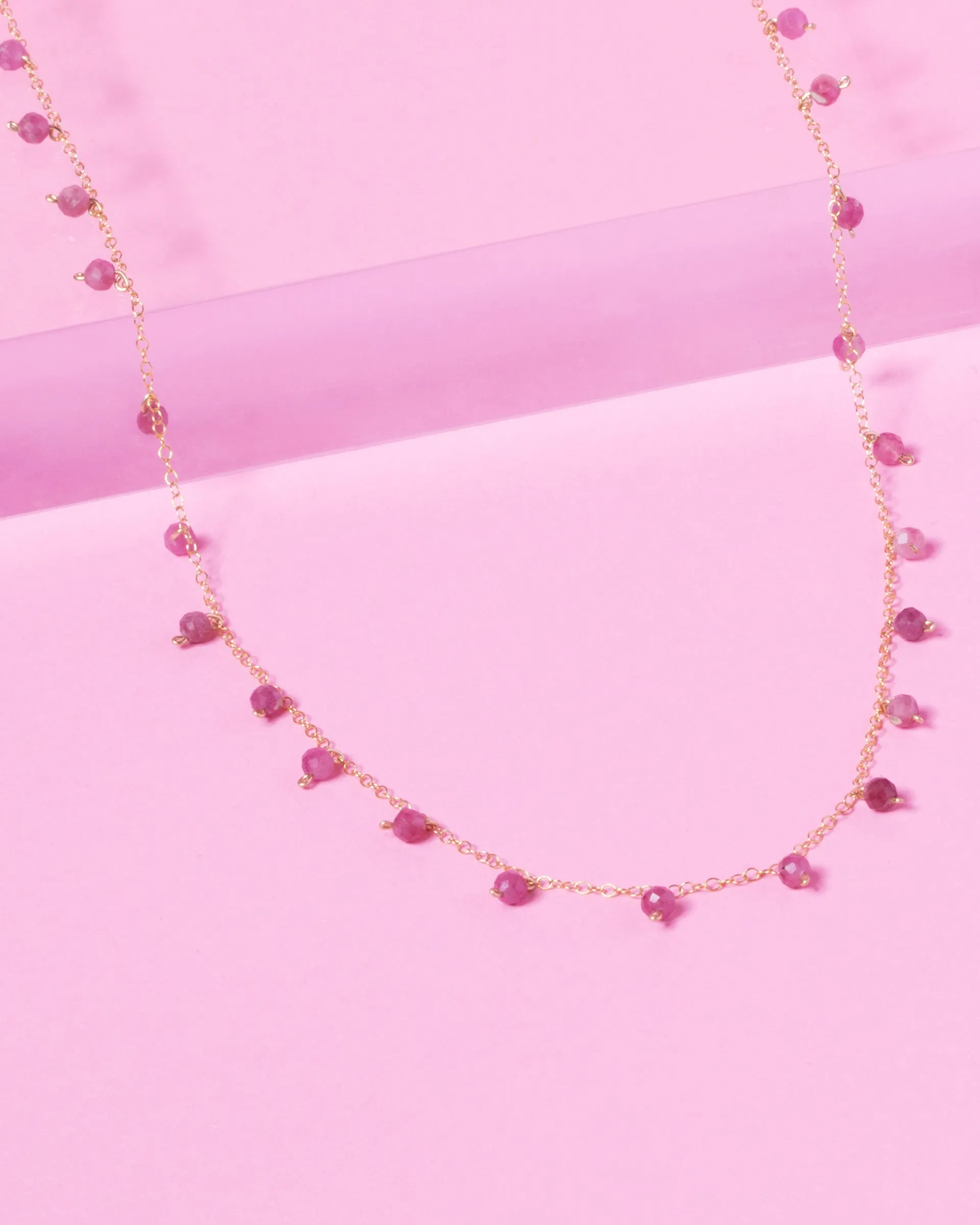 RHODONITE SPRINKLES 14K GOLD FILLED NECKLACE