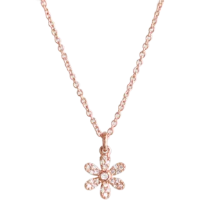 Rose Gold Pave Diamond Flower Necklace