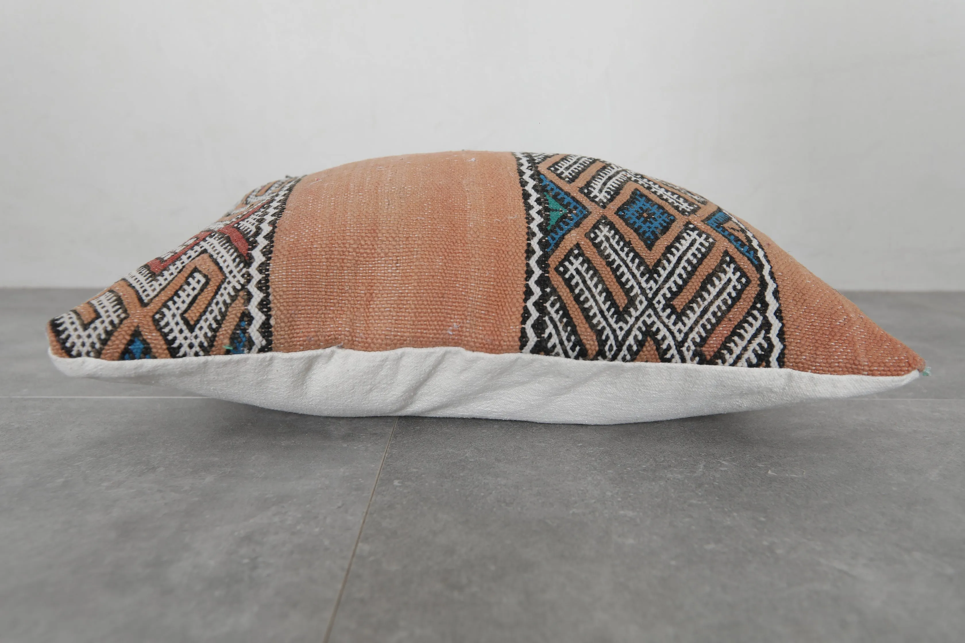 Rustic Moroccan Pillow with Geometric Patterns - 16.1 x 20.8 Inches