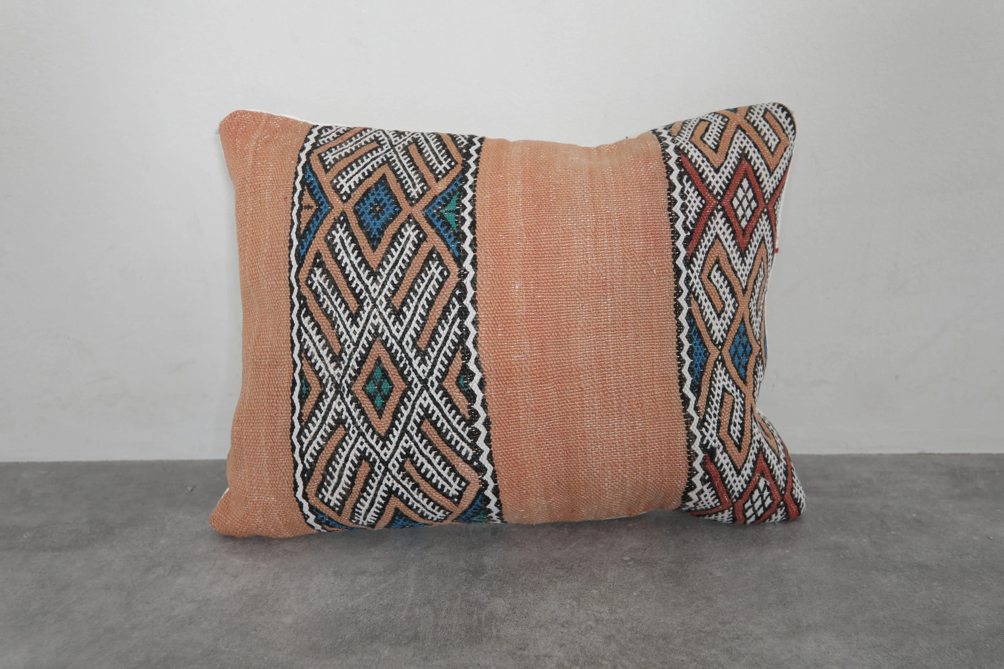 Rustic Moroccan Pillow with Geometric Patterns - 16.1 x 20.8 Inches