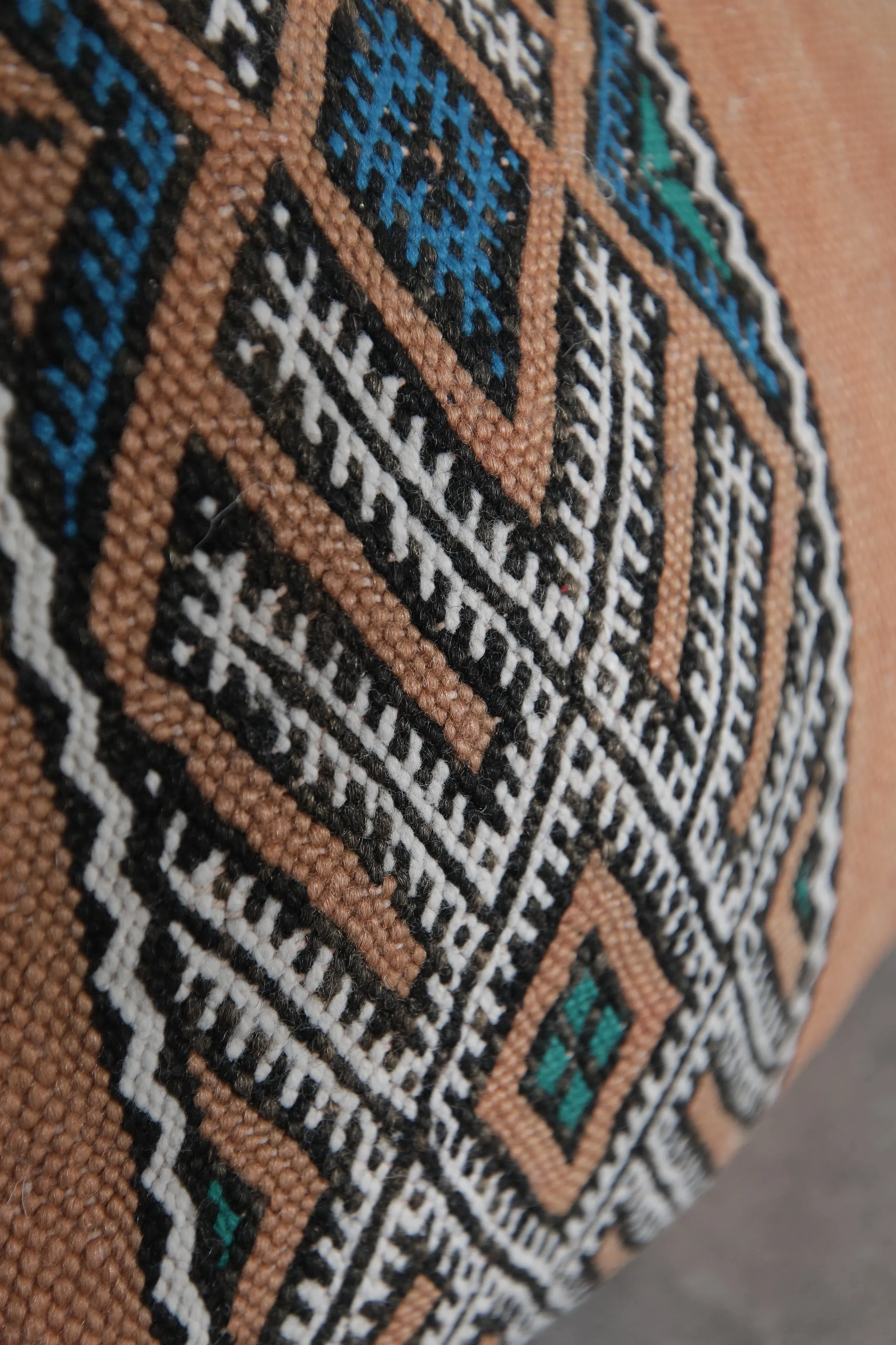 Rustic Moroccan Pillow with Geometric Patterns - 16.1 x 20.8 Inches