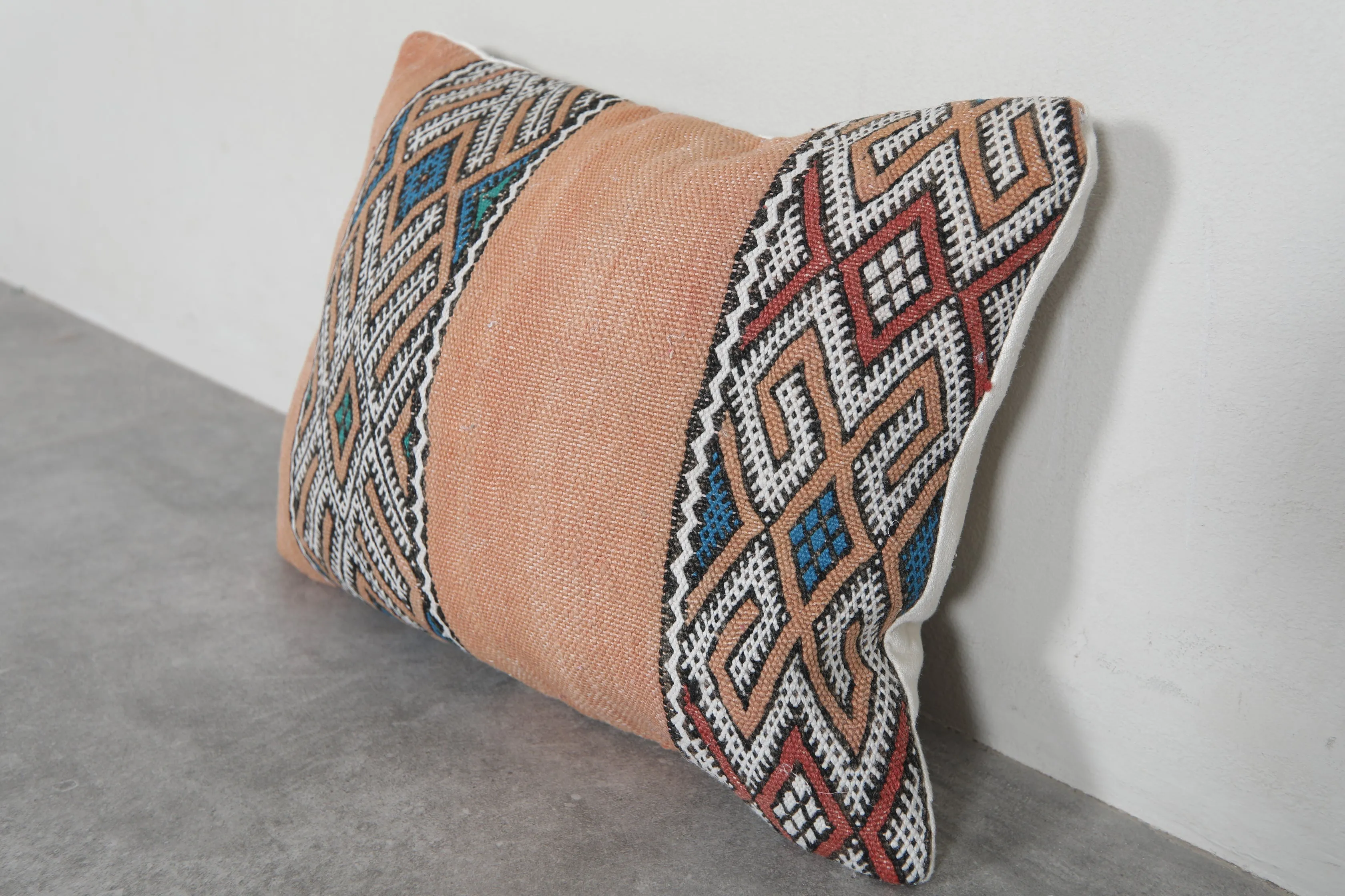 Rustic Moroccan Pillow with Geometric Patterns - 16.1 x 20.8 Inches