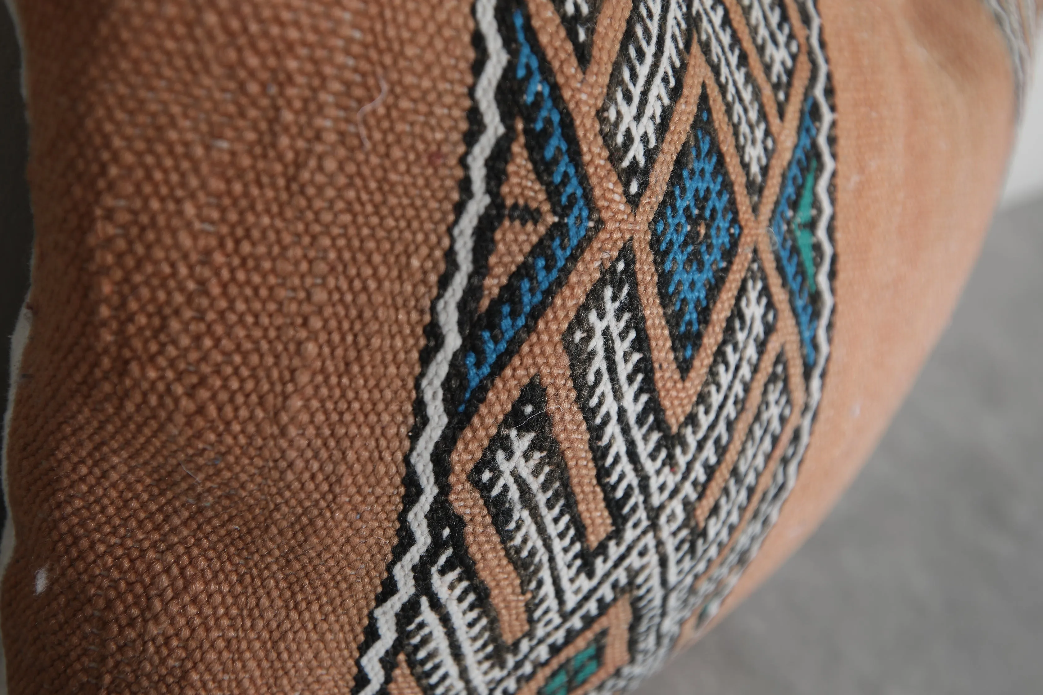 Rustic Moroccan Pillow with Geometric Patterns - 16.1 x 20.8 Inches
