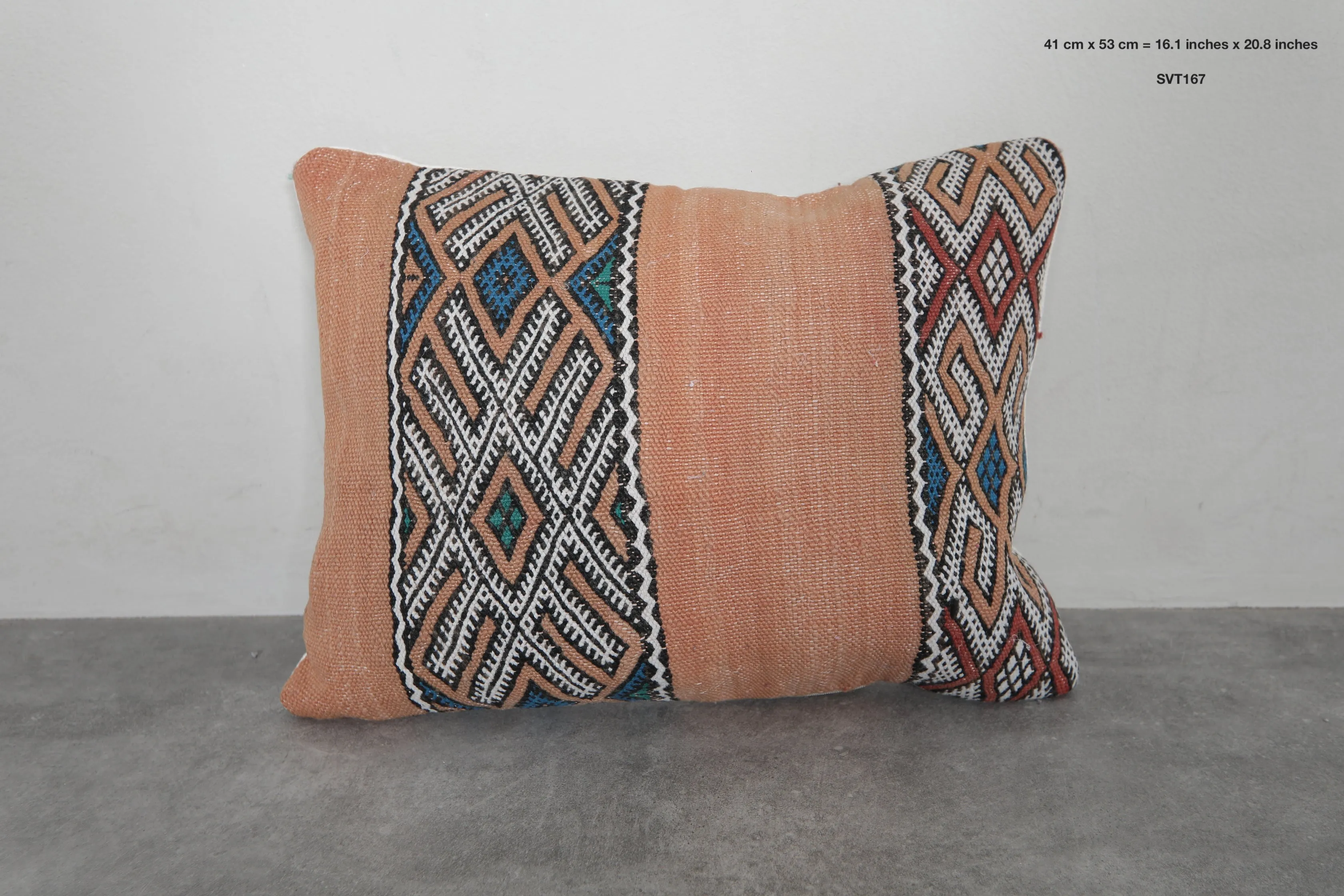 Rustic Moroccan Pillow with Geometric Patterns - 16.1 x 20.8 Inches