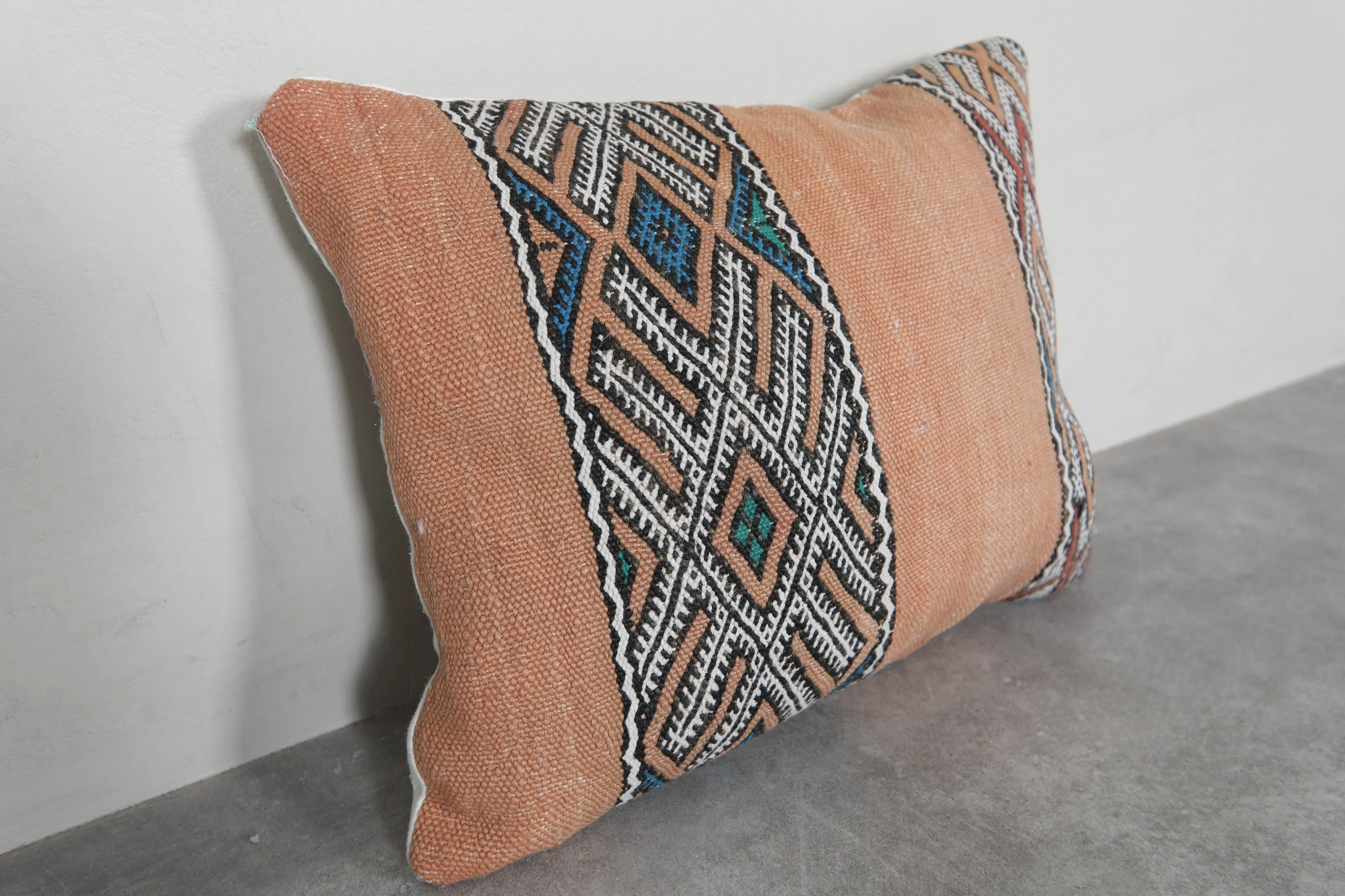 Rustic Moroccan Pillow with Geometric Patterns - 16.1 x 20.8 Inches