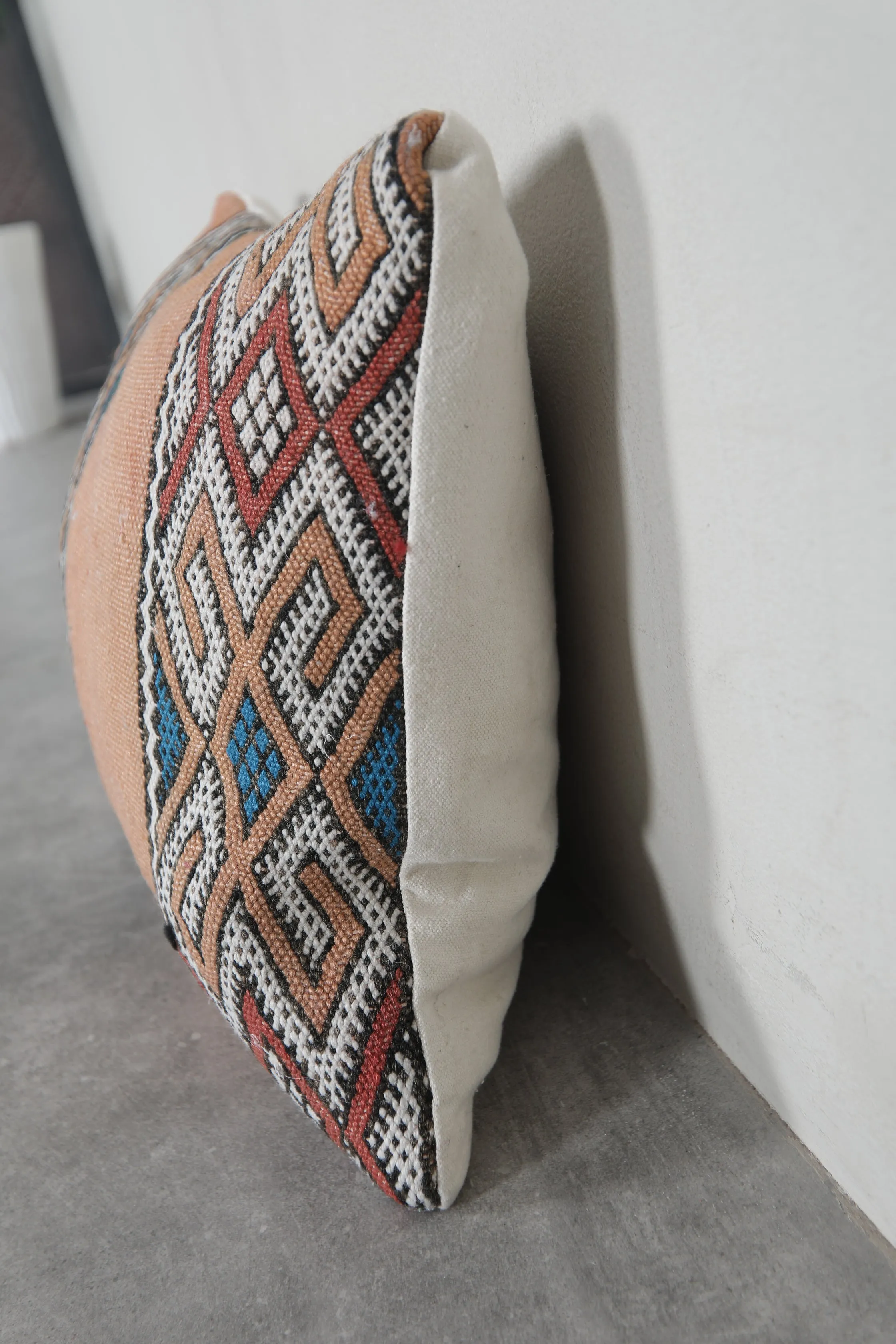 Rustic Moroccan Pillow with Geometric Patterns - 16.1 x 20.8 Inches