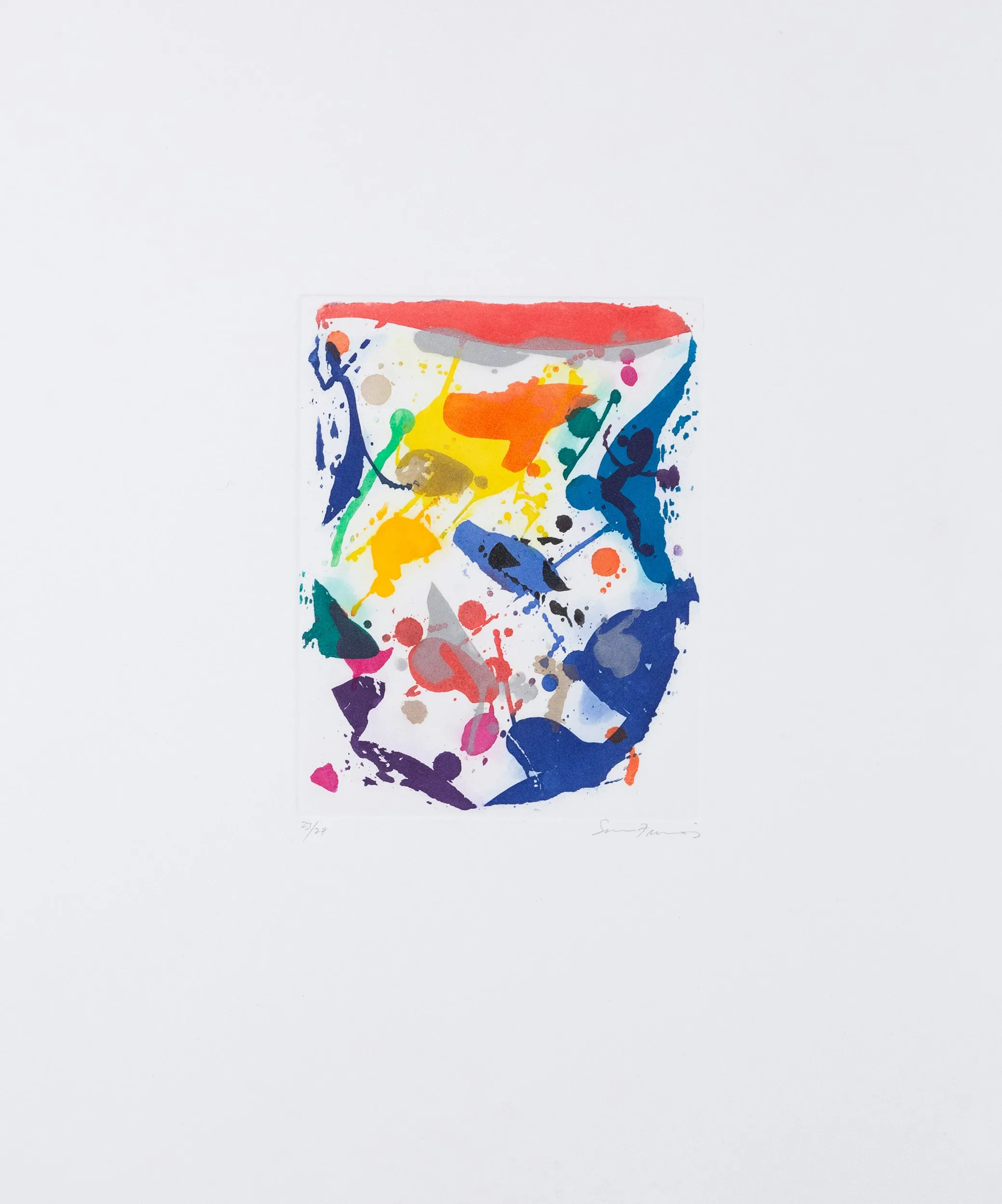 SAM FRANCIS "EMBRACE" AQUATINT, 1987