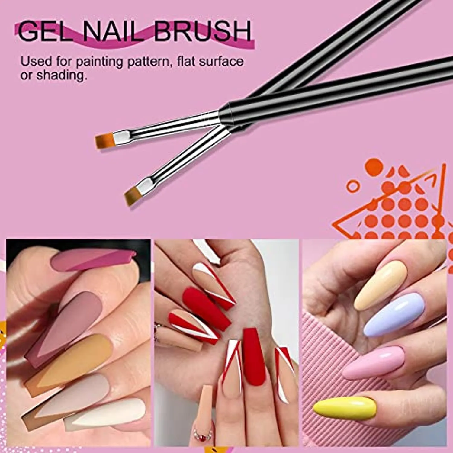 Saviland Nail Art Brush Set - 6pcs Double-End Nail Art Brushes Kit Professional Manicure Tools Kit with Painting Dotting Line Pen for Gel Polish Nail Designs Nail Carving French Nails