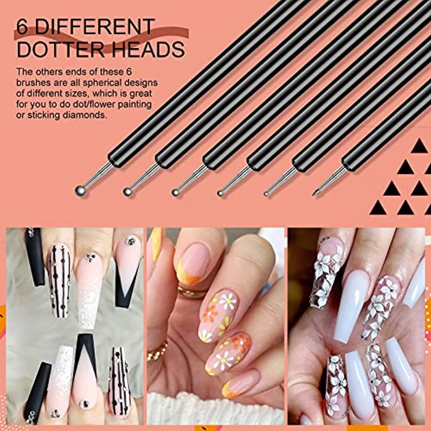 Saviland Nail Art Brush Set - 6pcs Double-End Nail Art Brushes Kit Professional Manicure Tools Kit with Painting Dotting Line Pen for Gel Polish Nail Designs Nail Carving French Nails