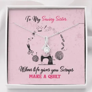 Sewing Sisters Ribbon Drop Pendant Necklace