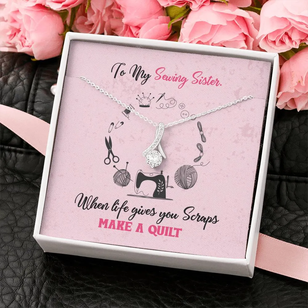 Sewing Sisters Ribbon Drop Pendant Necklace